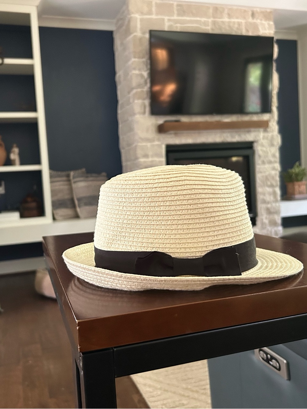 Women’s Straw Fedora Hat Black Band - Adult Small - Coastal Summer